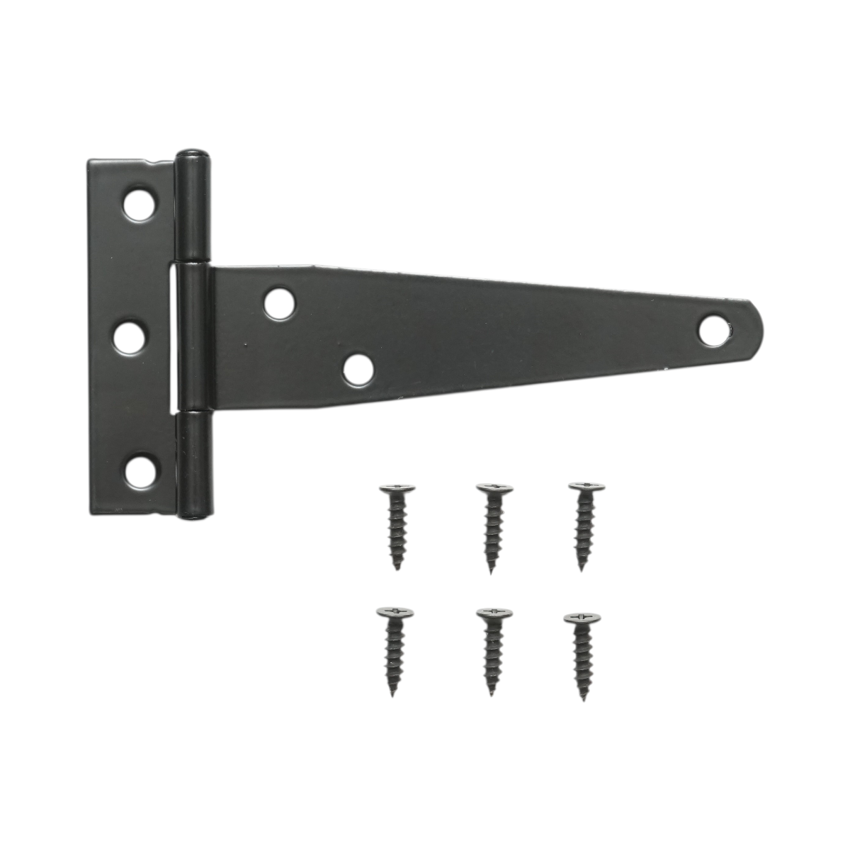 T típusú ajtópánt 65x121mm, fekete acél, csavarokkal