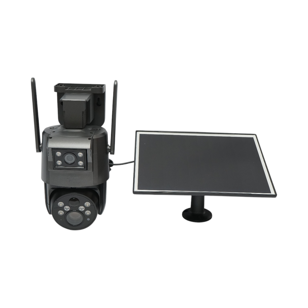 6 MP-es kettős objektíves megfigyelő kamera, 4G, WIFI 2,4 GHz, napelemmel, 10000 mAh akkumulátorral, 360 fokos PTZ, emberi PIR érzékelés, éjjellátó és Ubox alkalmazás.