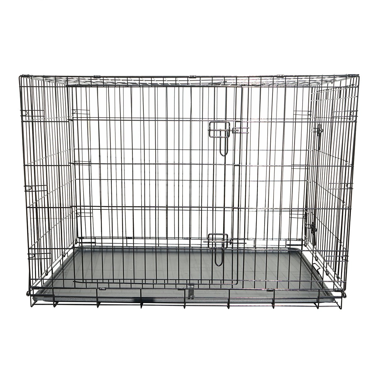 Összecsukható fém állathordozó 2 ajtóval, kivehető tálcával és fogantyúval 122x75.5x75.5x75.5x84cm