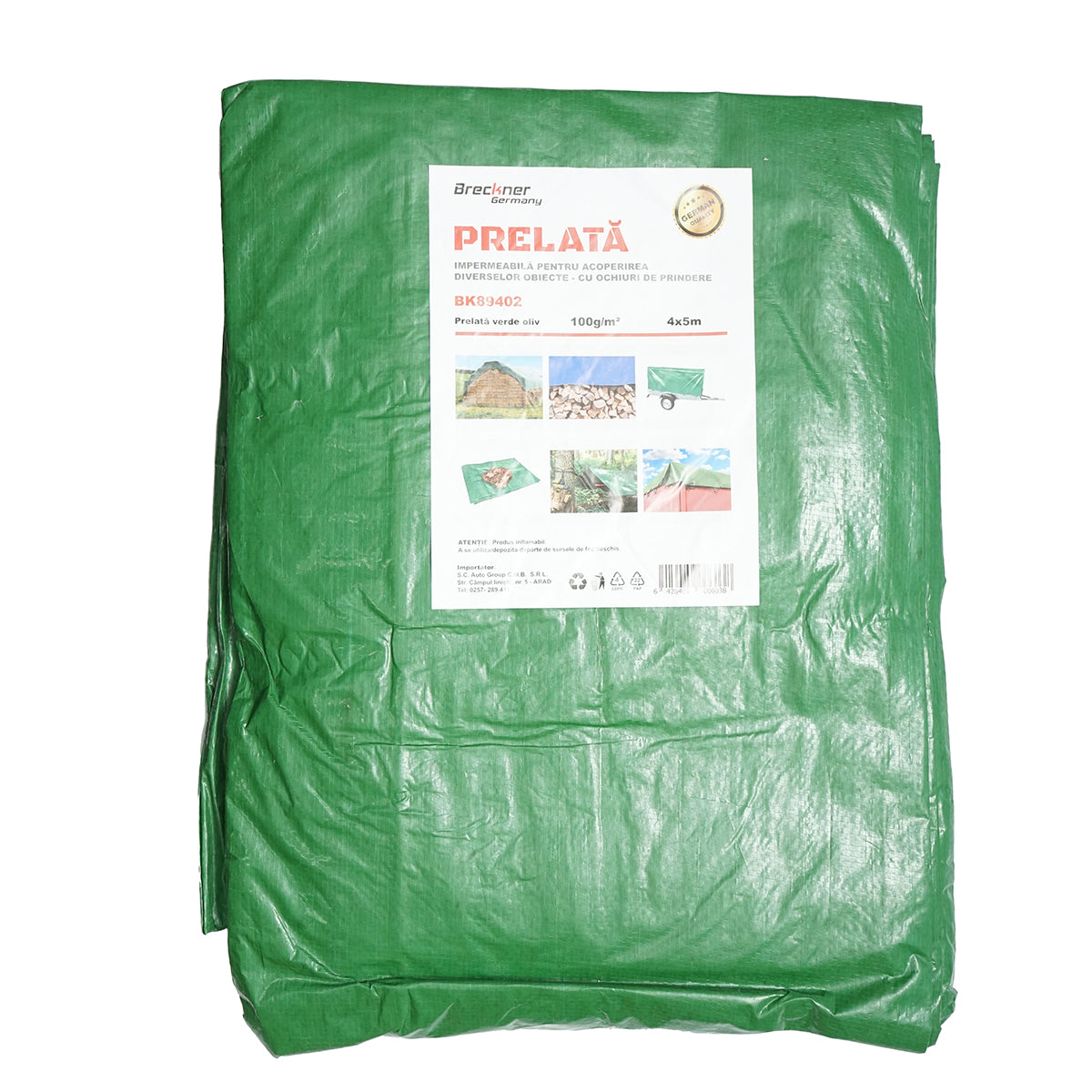 Hálós ponyva 100g/m2 zöld 4x5m Breckner Germany