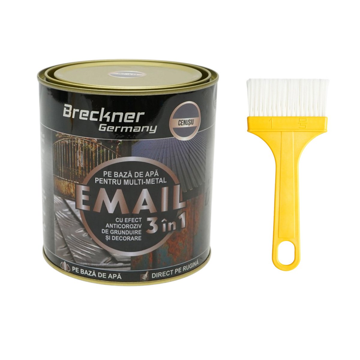 Breckner Germany 3 az 1-ben rozsdagátló email festék fémhez hamuszürke 750g, közvetlenül a rozsdára, vízalapú