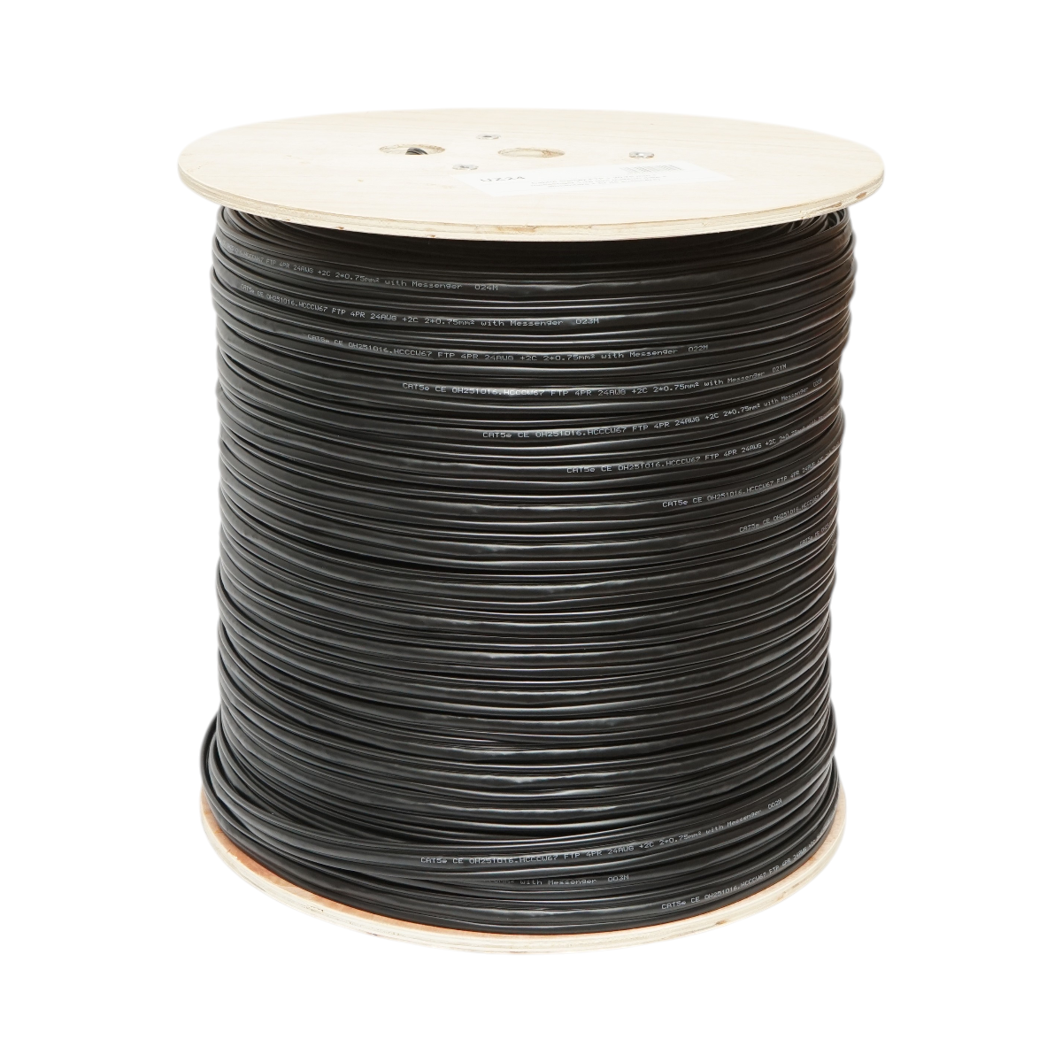 FTP CAT5e sziámi kábel 8x0.51 réz + 2x0.75mm CCA tápellátás messenger zsinórral 1.16mm külső önhordó 305m/tekercs