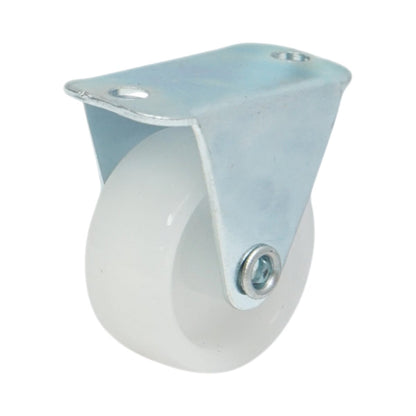 Rögzített kerék 30x14mm fék nélkül, fehér polipropilén, acél lemez 37x19mm 15kg