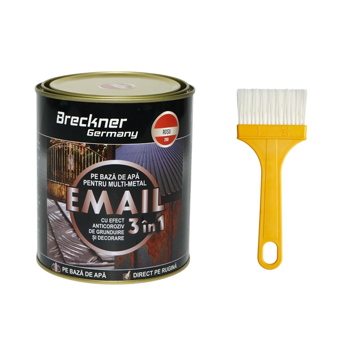 Breckner Germany 3 in 1 rozsdagátló zománc festék piros 250 fémhez 750g, közvetlenül a rozsdára, vízalapú