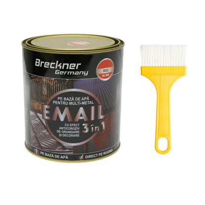 Rozsda elleni email festék 3 az 1-ben piros RAL 2002 fémhez 750g, közvetlenül a rozsdára, vízalapú Breckner Germany