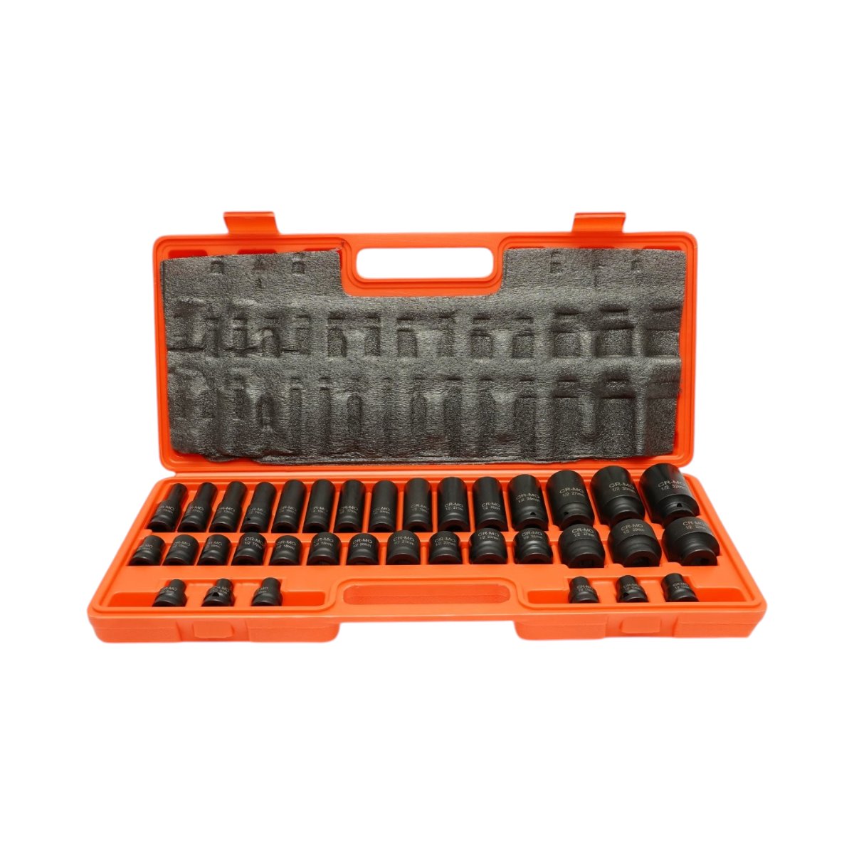 Breckner Germany ütközőkulcs készlet, Ütődugókulcs készlet 8-32mm és hosszú 10-32mm, 1/2 inch négyzet Cr-Mo 35 darab