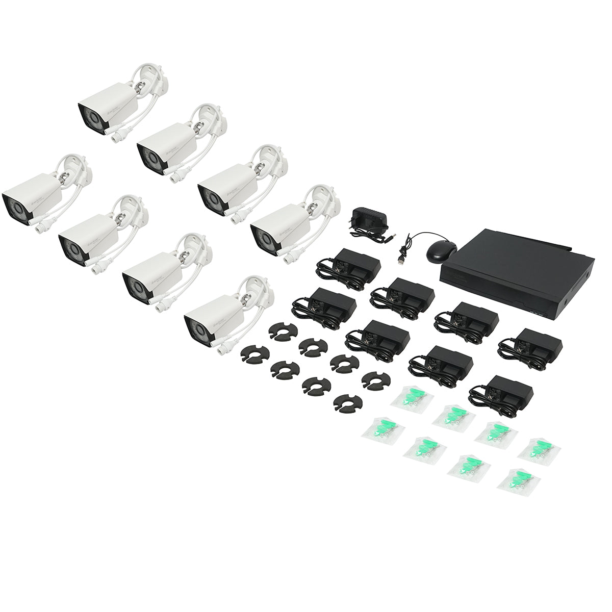 8 kamerás, 3 MP-es FHD megfigyelőrendszer, WIFI P2P, 360 PTZ forgó kamera mozgásérzékelővel, riasztóval, éjjellátóval és XMeye alkalmazással