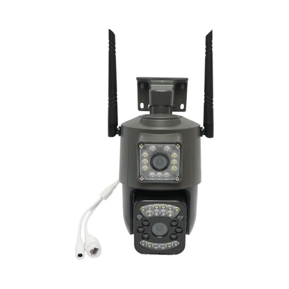 Kettős objektíves megfigyelő kamera WIFI 2.4GHz, P2P 1080P, mozgásérzékelő, emberérzékelés, éjjellátó, PTZ 355 fokban forgatható, V380 Pro alkalmazással