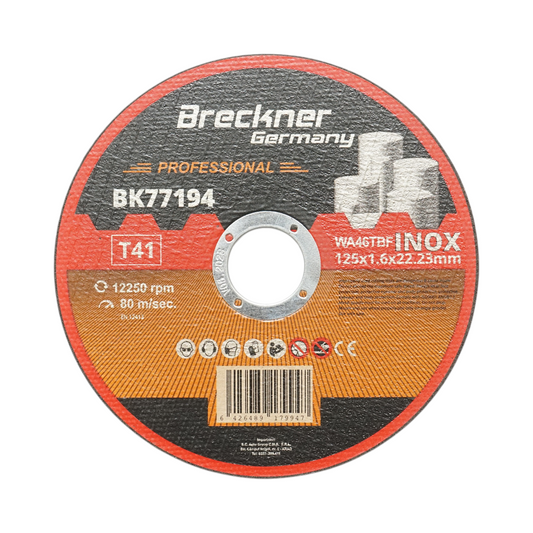 Vágó és polírozó korong, T41 125x1.6x22mm Breckner Germany flex, A feltüntetett ár 1db! 10db/csomag