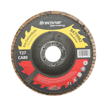 T27 T27 CA80, 125x22mm csiszolókorong rozsdamentes acél és fém csiszolásához/polírozásához Breckner Germany
