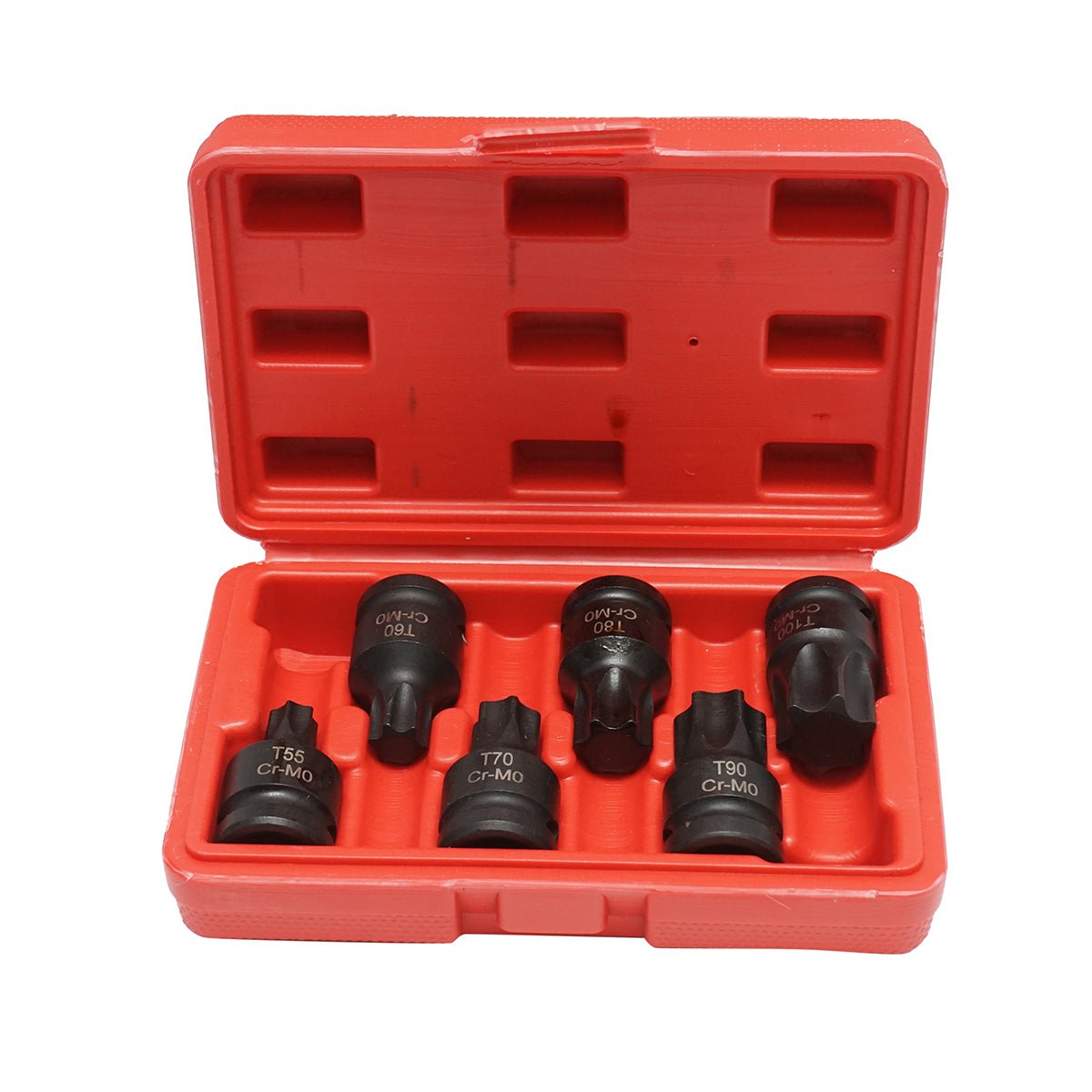 T55-T100 Torx ütvecsavaros dugókulcs-készlet, négyzet alakú 1/2 hüvelyk 6 darab