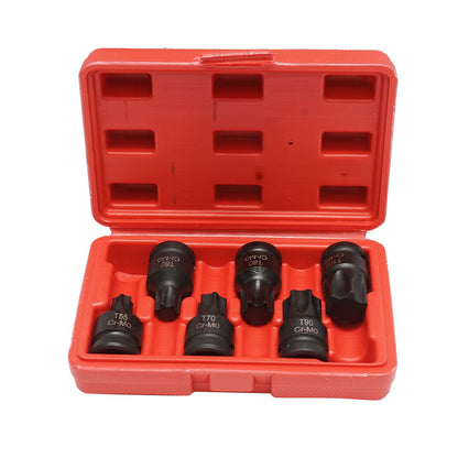 T55-T100 Torx ütvecsavaros dugókulcs-készlet, négyzet alakú 1/2 hüvelyk 6 darab