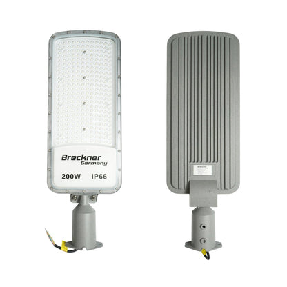 LED közúti világítólámpa 200W, 100-265V, 6500K, 22000lm oszlopra szerelhető 590x200x25mm IP66 Breckner Germany