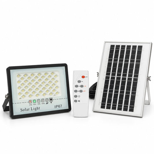 LED reflektor 60W, 6500K napelemes panellel 8W, LiFePO4 5000mAh akkumulátor és távirányító IP67 Breckner Germany