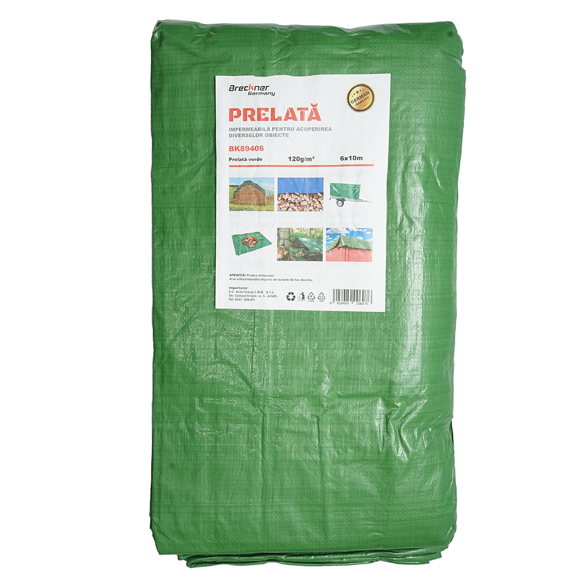 Hálós ponyva 120g/m2 zöld 6x10m Breckner Germany