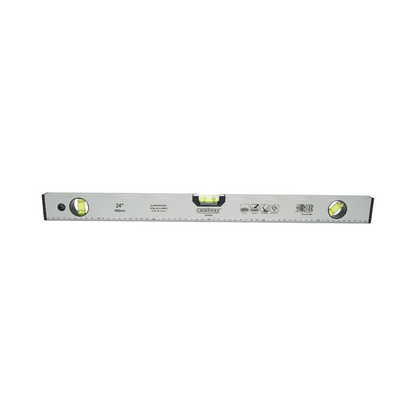 Mágneses alumínium vízmérték 600mm, 3 vízmérték, 0-60cm-es vonalzó Crownman