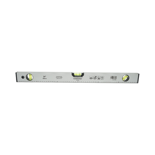 Mágneses alumínium vízmérték 600mm, 3 vízmérték, 0-60cm-es vonalzó Crownman