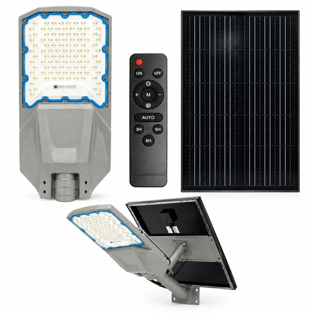 Napelemes LED közvilágítási lámpa 500W 50W-os napelem panellel, LiFePO4 55000mAh akkumulátor, távirányító és rögzítési konzollal Breckner Germany