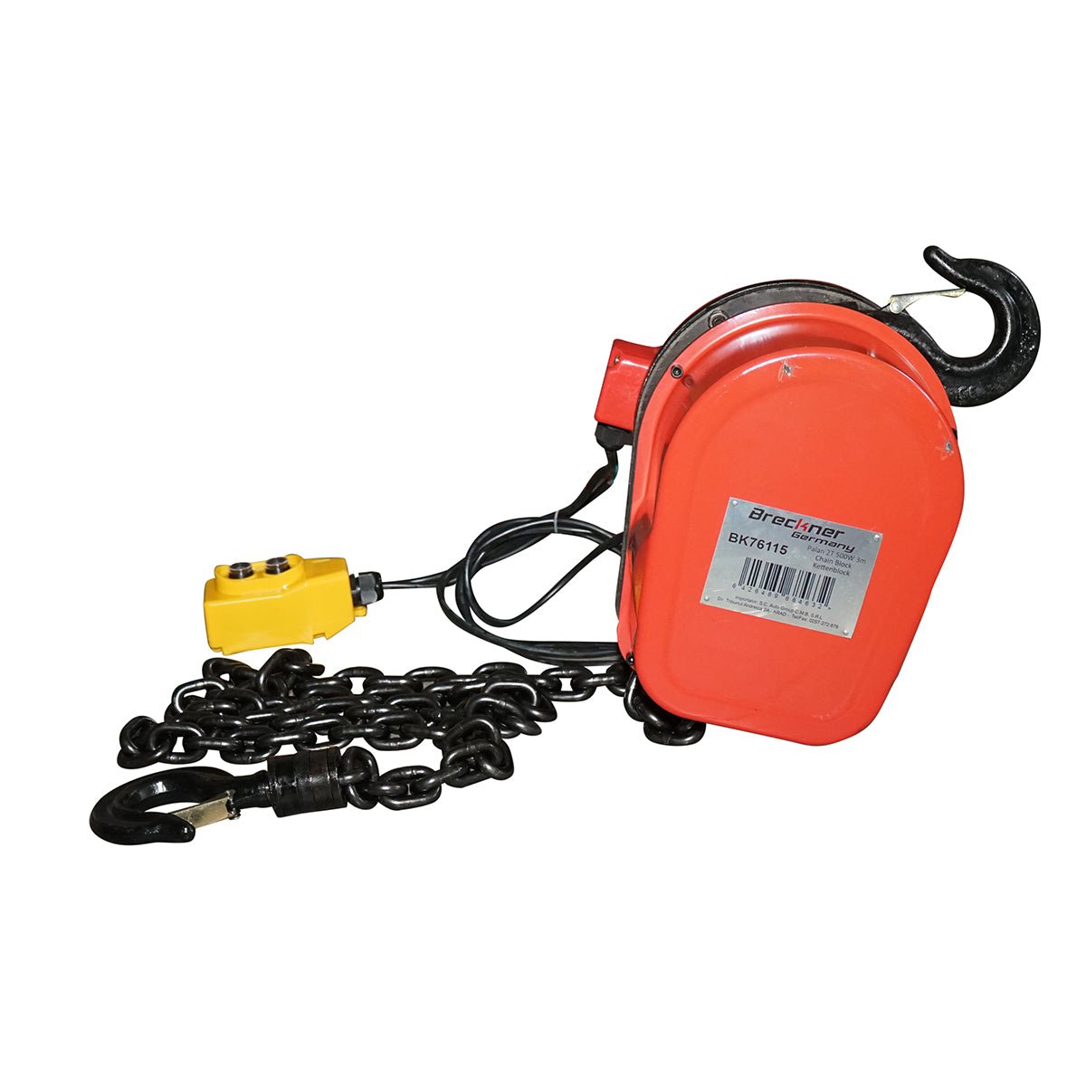 Elektromos acél emelő 380V, 500W, 3m-es lánccal, maximális teherbírás 2000 kg, biztonsági horog Breckner Germany
