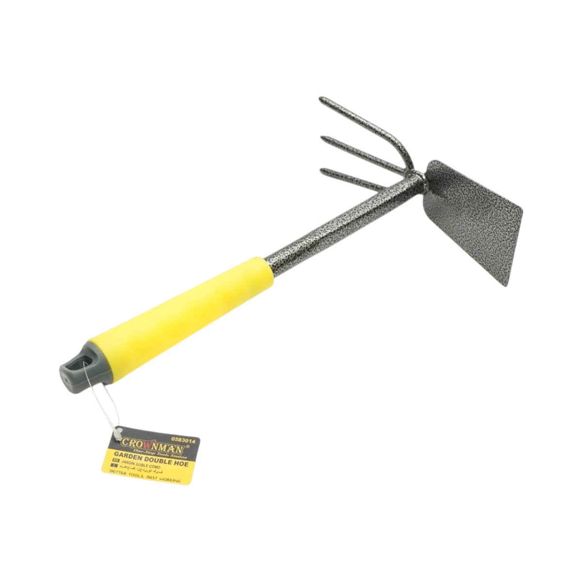 Crownman kétélű kerti kaparó rozsdamentes acélból 180x300mm, ergonomikus PP nyéllel