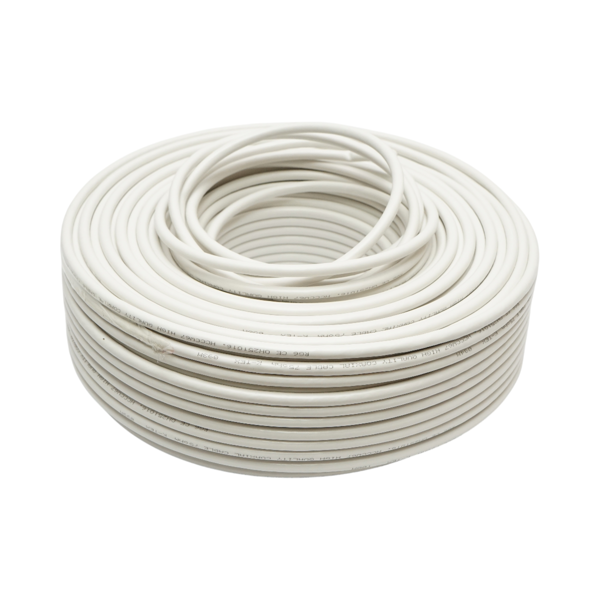 RG6 koaxiális CCTV kábel K-TEX 1mm CCA, árnyékolt, 75 Ohm, fehér PVC 100m/tekercs