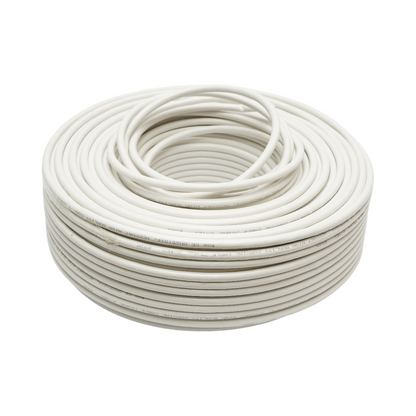 RG6 koaxiális CCTV kábel K-TEX 1mm CCA, árnyékolt, 75 Ohm, fehér PVC 100m/tekercs