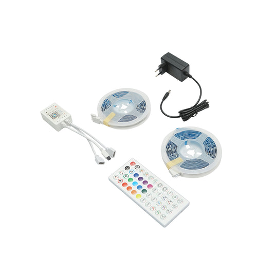 Intelligens LED szalag LED 2x5m, 12V távirányítóval, hangvezérléssel, bluetooth, USB app, 10m RGB Breckner Germany