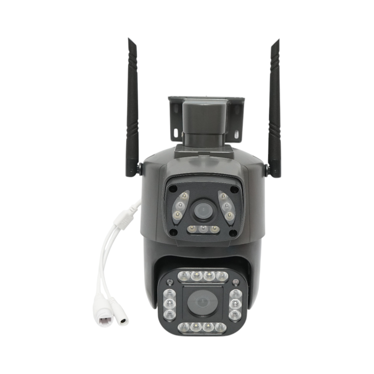 4MP 1080P, WIFI és 4G, PTZ kettős objektíves megfigyelő kamera mozgásérzékelővel, emberérzékeléssel és V380 Pro alkalmazással.
