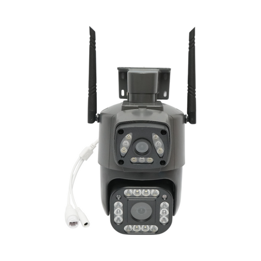 4MP 1080P, WIFI és 4G, PTZ kettős objektíves megfigyelő kamera mozgásérzékelővel, emberérzékeléssel és V380 Pro alkalmazással.