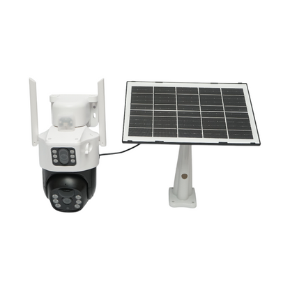 Megfigyelő kamera kettős objektívvel 2x2MP, WIFI forgó 7W-os napelemmel, PTZ, 1080P, mozgásérzékelő, éjjellátó, V380 Pro alkalmazással