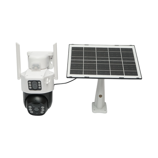 Megfigyelő kamera kettős objektívvel 2x2MP, WIFI forgó 7W-os napelemmel, PTZ, 1080P, mozgásérzékelő, éjjellátó, V380 Pro alkalmazással