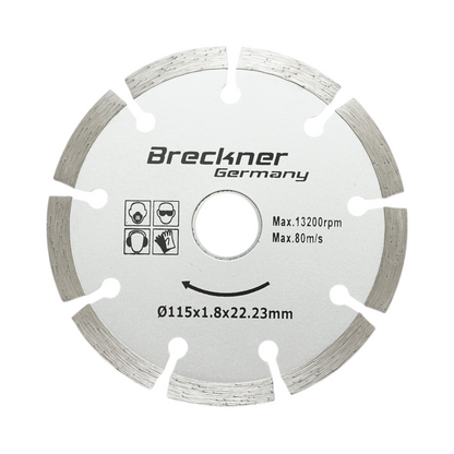 Szegmentált gyémánt vágótárcsa 115x1.8x22.23mm, száraz vágás betonhoz, kőhöz, téglához Breckner Germany