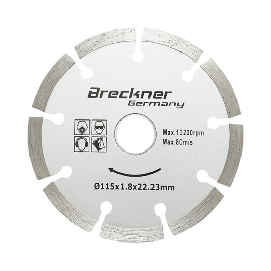 Szegmentált gyémánt vágótárcsa 115x1.8x22.23mm, száraz vágás betonhoz, kőhöz, téglához Breckner Germany