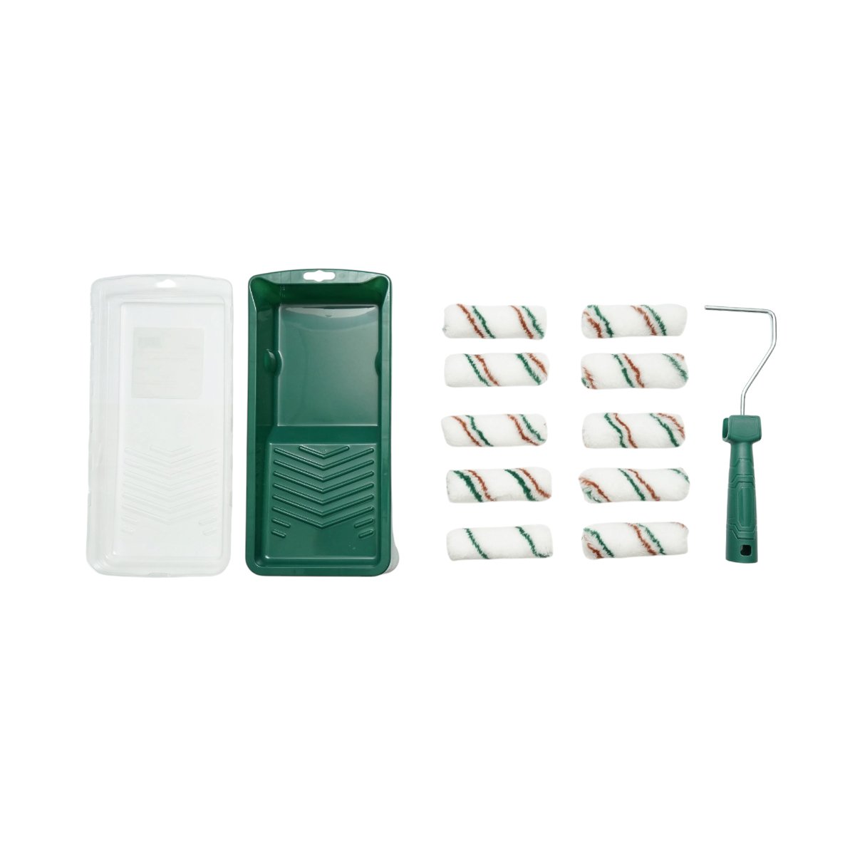 Mini festőhenger szett 10 db poliészter hengerrel 10cm, PP nyéllel, festékcsészével, tartalék csészével 13 darabos Breckner Germany