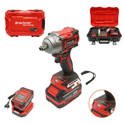 Ütvecsavarozó, légkulcs 1/2 inch 500W, 2 akkumulátor 21V, 4Ah Li-ion, LED, Brushless, 450Nm, 0-1800/2400rpm Breckner Germany