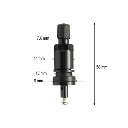 Fekete tubeless kerékszelepe 58mm TPMS-03 szenzor kompatibilis