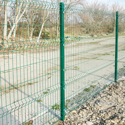 Kerítésoszlop bilincsekkel panelkerítéshez/szegélykerítéshez RAL6005 2430x50x50mm 2430x50x50mm