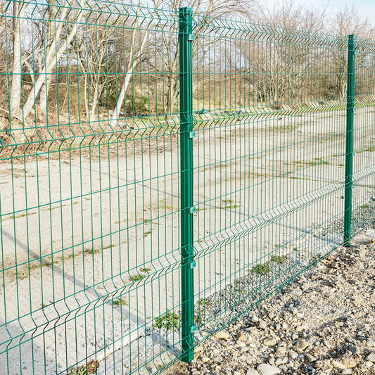 Kerítésoszlop bilincsekkel panelkerítéshez/szegélykerítéshez RAL6005 2430x50x50mm 2430x50x50mm