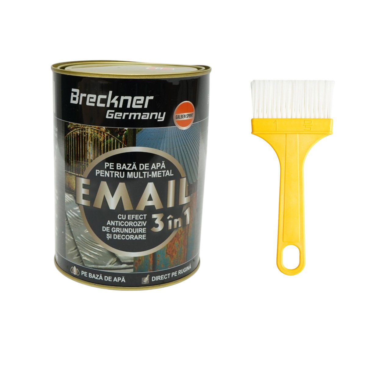 Breckner Germany 3 az 1-ben rozsdagátló zománcfesték sport sárga fémhez 2kg, közvetlenül a rozsdára, vízalapú