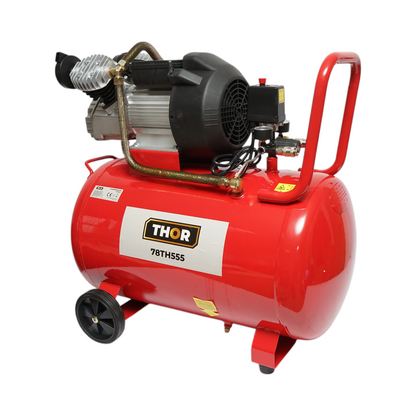 100L légkompresszor, 2 hengeres V motor 2,2KW/2CP, maximális nyomás 8 bar, szívólevegő térfogat 370 L/min THOR