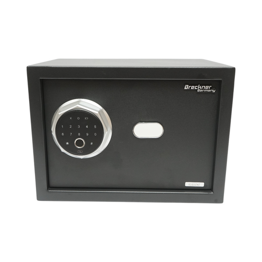 Bútorokhoz használható széf ujjlenyomat-felismerővel, riasztóval, elektronikus zárral és 2 kulccsal, 350x250x250 mm, Breckner Germany