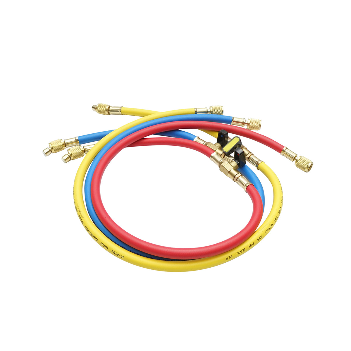 Tömlőkészlet 90 cm-es csappal 3 színű R-410a freon töltéshez