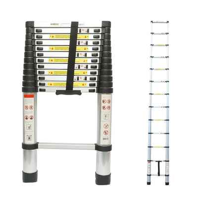 Alumínium teleszkópos létra 3,8m, 13 csúszásmentes lépcsőfok, maximális terhelés 150Kg Crownman