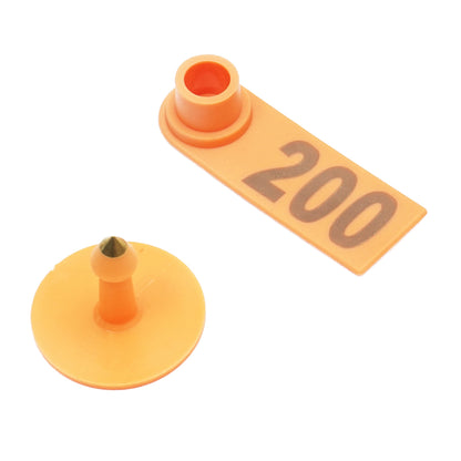 100 darab számozott füljelző készlet 101 -200 narancssárga színű kecskékhez, juhokhoz Breckner Germany