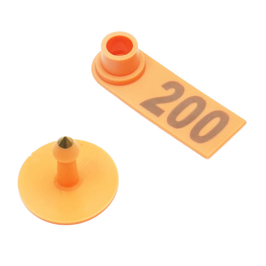 100 darab számozott füljelző készlet 101 -200 narancssárga színű kecskékhez, juhokhoz Breckner Germany