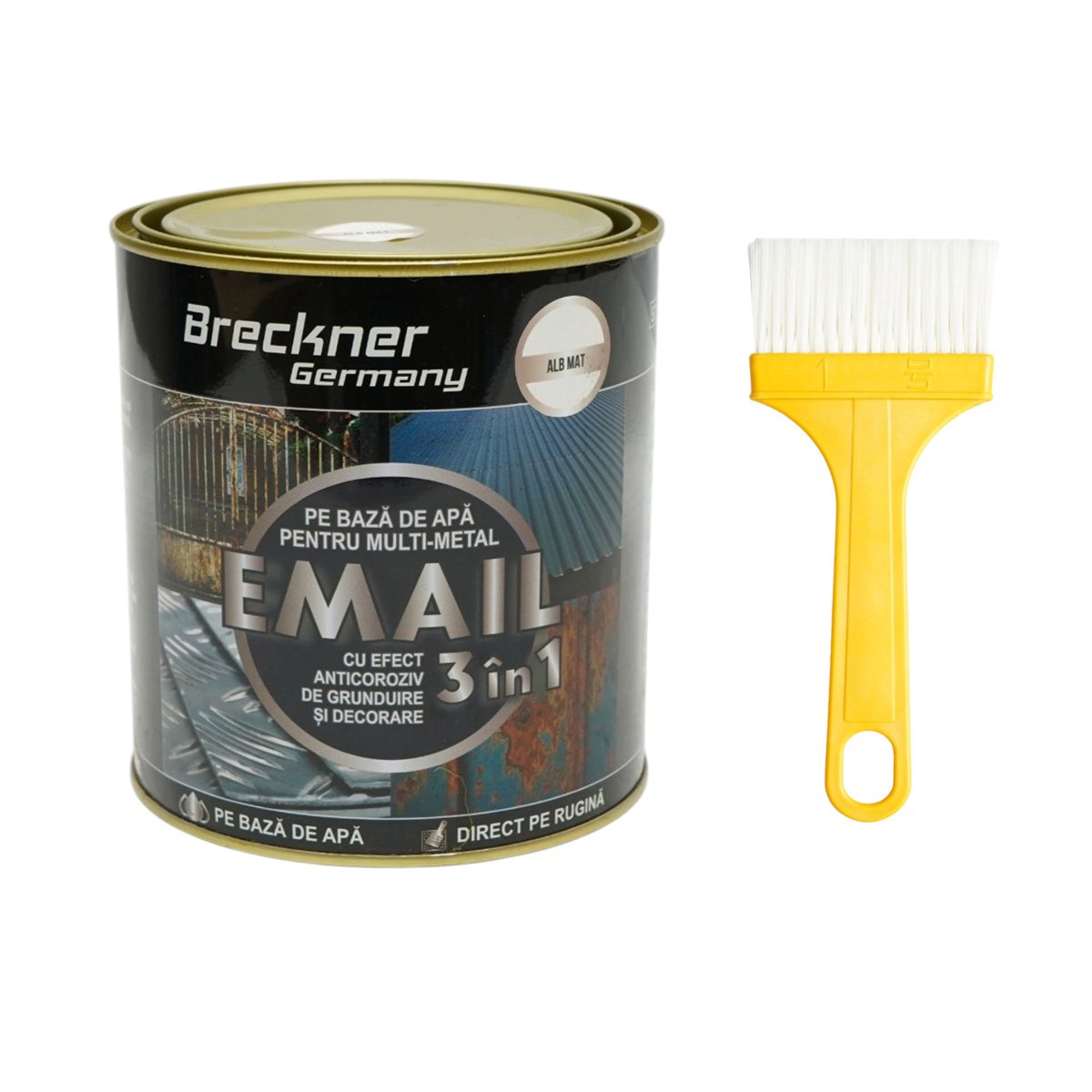 Breckner Germany 3 in 1 rozsdagátló zománcfesték fehér matt fém felületekhez 750g, közvetlenül a rozsdára, vízalapú