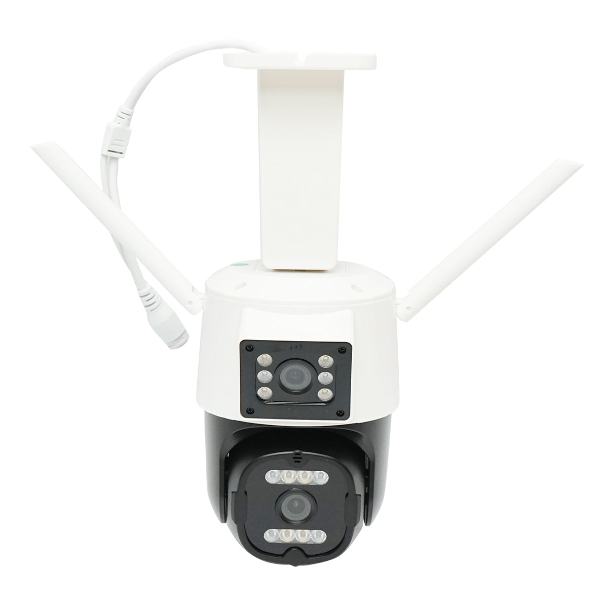 6MP kettős objektíves megfigyelő kamera, P2P WIFI 2.4G 1080P, PTZ mozgásérzékelővel, emberérzékeléssel és iCSee alkalmazással.