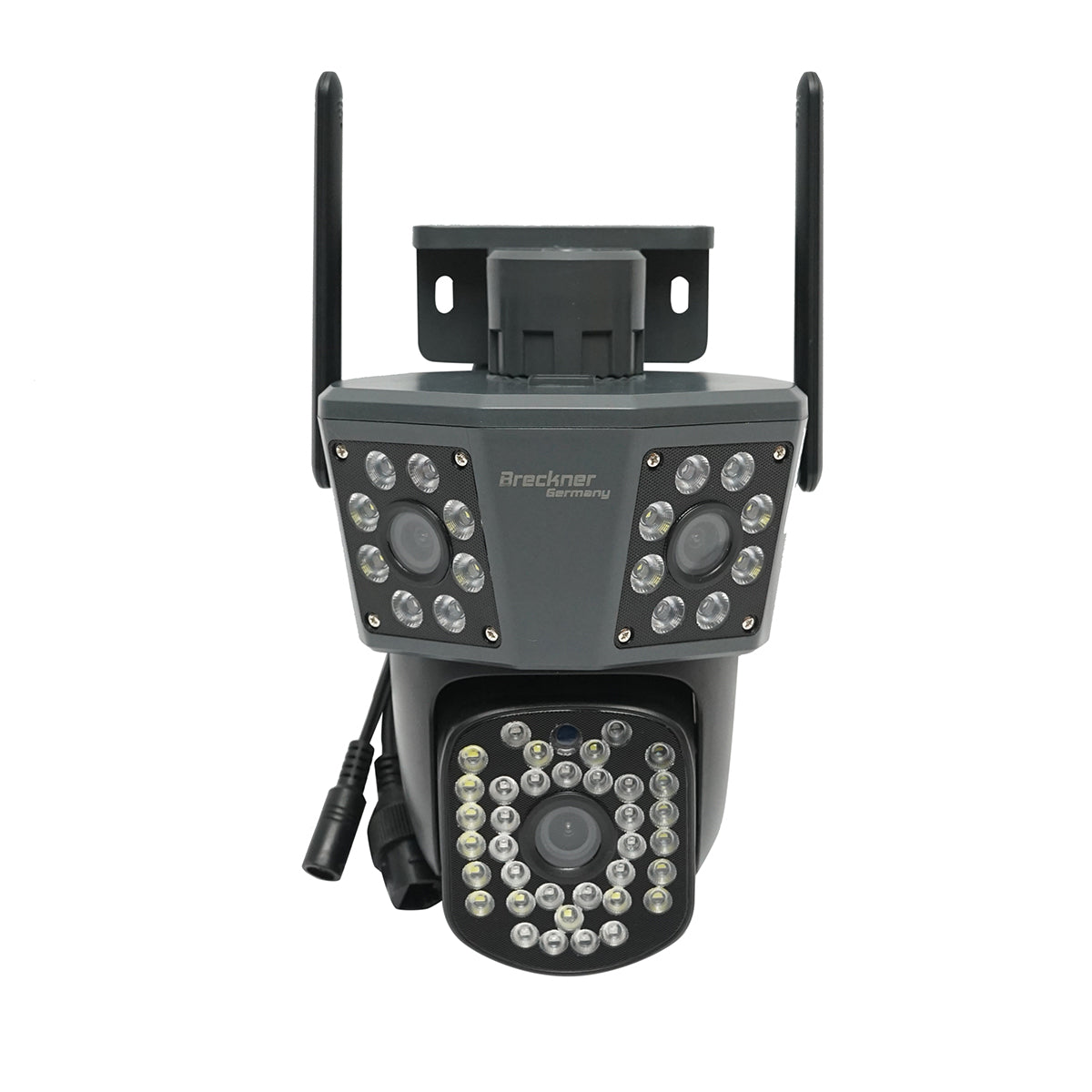 3 lencsés, 3 objektíves 6 MP-es, WIFI 2,4 GHz-es, 360 fokos PTZ pásztázó/döntő/zoom kamera mozgásérzékelővel, riasztóval, emberérzékeléssel és IPC360 Home alkalmazással.