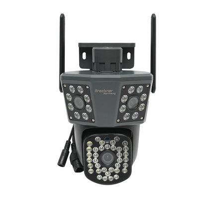 3 lencsés, 3 objektíves 6 MP-es, WIFI 2,4 GHz-es, 360 fokos PTZ pásztázó/döntő/zoom kamera mozgásérzékelővel, riasztóval, emberérzékeléssel és IPC360 Home alkalmazással.