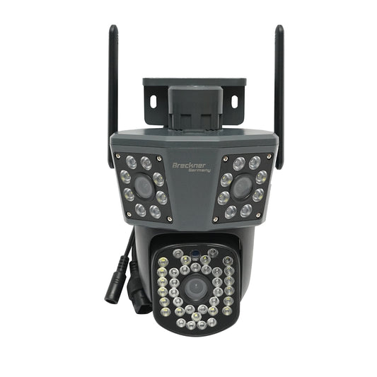3 lencsés, 3 objektíves 6 MP-es, WIFI 2,4 GHz-es, 360 fokos PTZ pásztázó/döntő/zoom kamera mozgásérzékelővel, riasztóval, emberérzékeléssel és IPC360 Home alkalmazással.